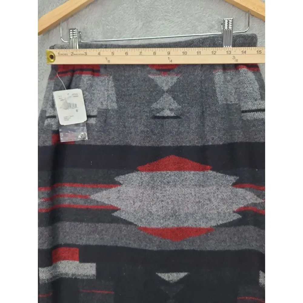 Vintage Northern Isles‎ A Line Button UP Skirt Sz 6 Aztec Pattern Wool Blend NWT